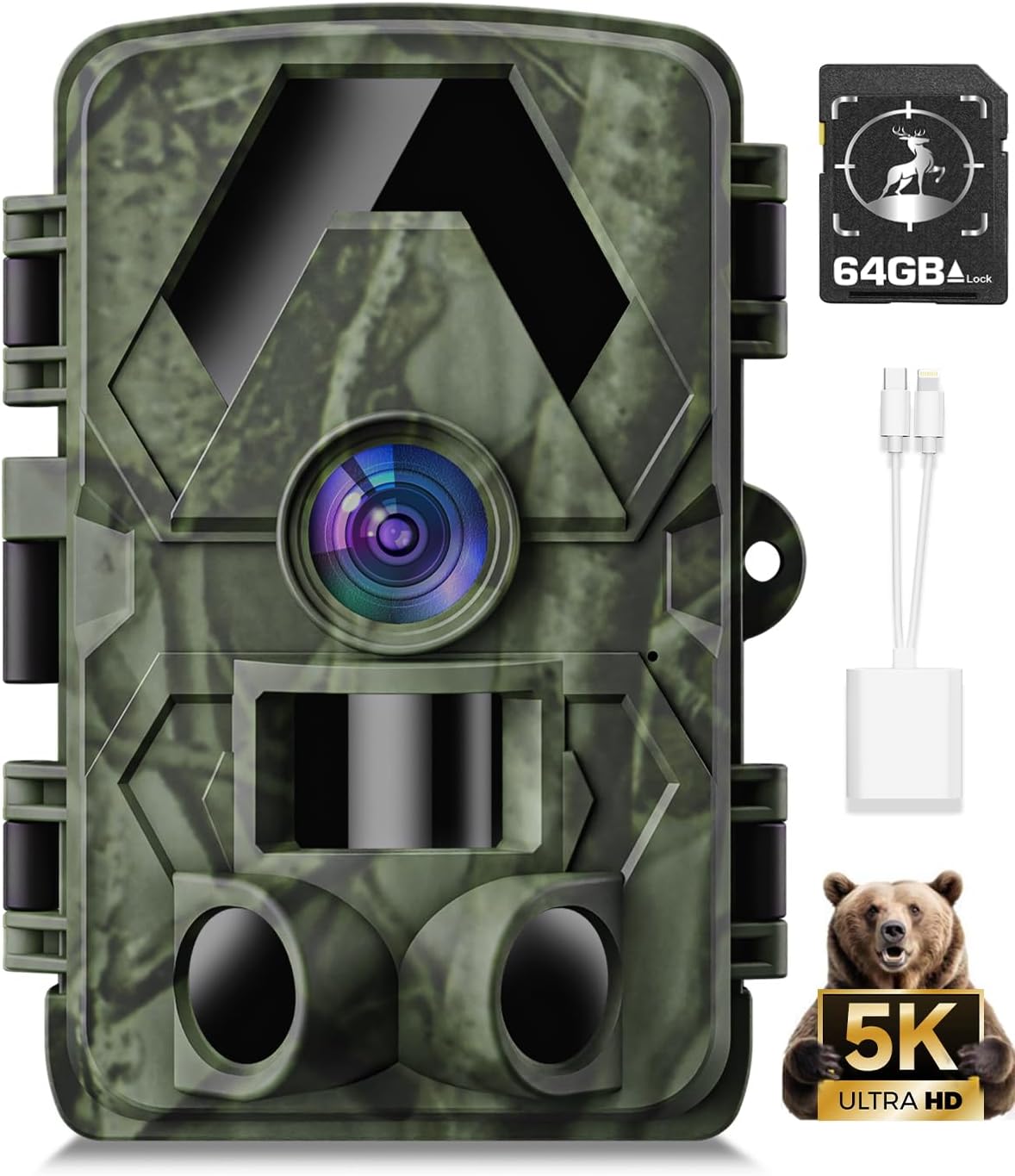 5K 60MP Trail Camera with Fast Trigger Time for Wildlife