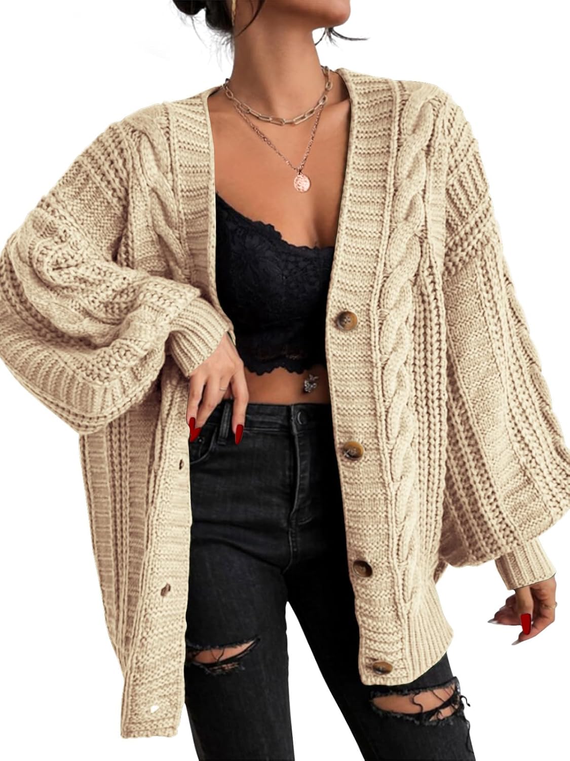 EXLURA Womens Oversized Cardigan Sweaters for Fall Winter