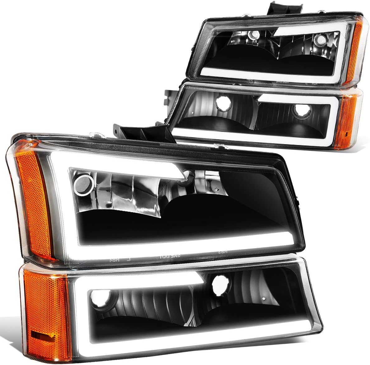 Auto Dynasty 4PCS LED DRL Headlight Lamps for Chevy Silverado
