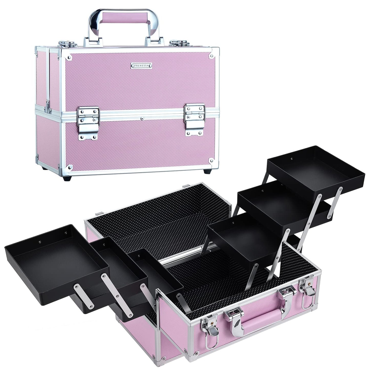 Frenessa Makeup Train Case - Large Portable Cosmetic Organizer
