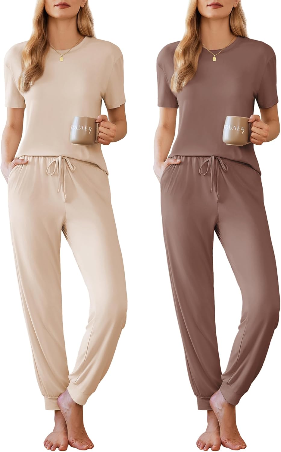 Ekouaer Womens Pajama Sets Soft Loungewear with Pockets