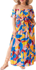 Plus Size Off The Shoulder Maxi Long Casual Beach Dress - Flattering 3