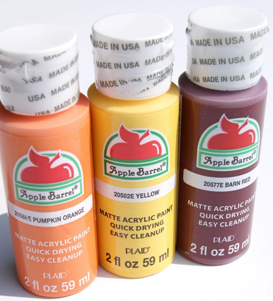 Vibrant Fall Paint Set - Pumpkin Orange, Barn Red, Yellow (2oz)