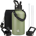 Half Gallon Insulated Water Bottle with Straw 64 oz - Dual Temp