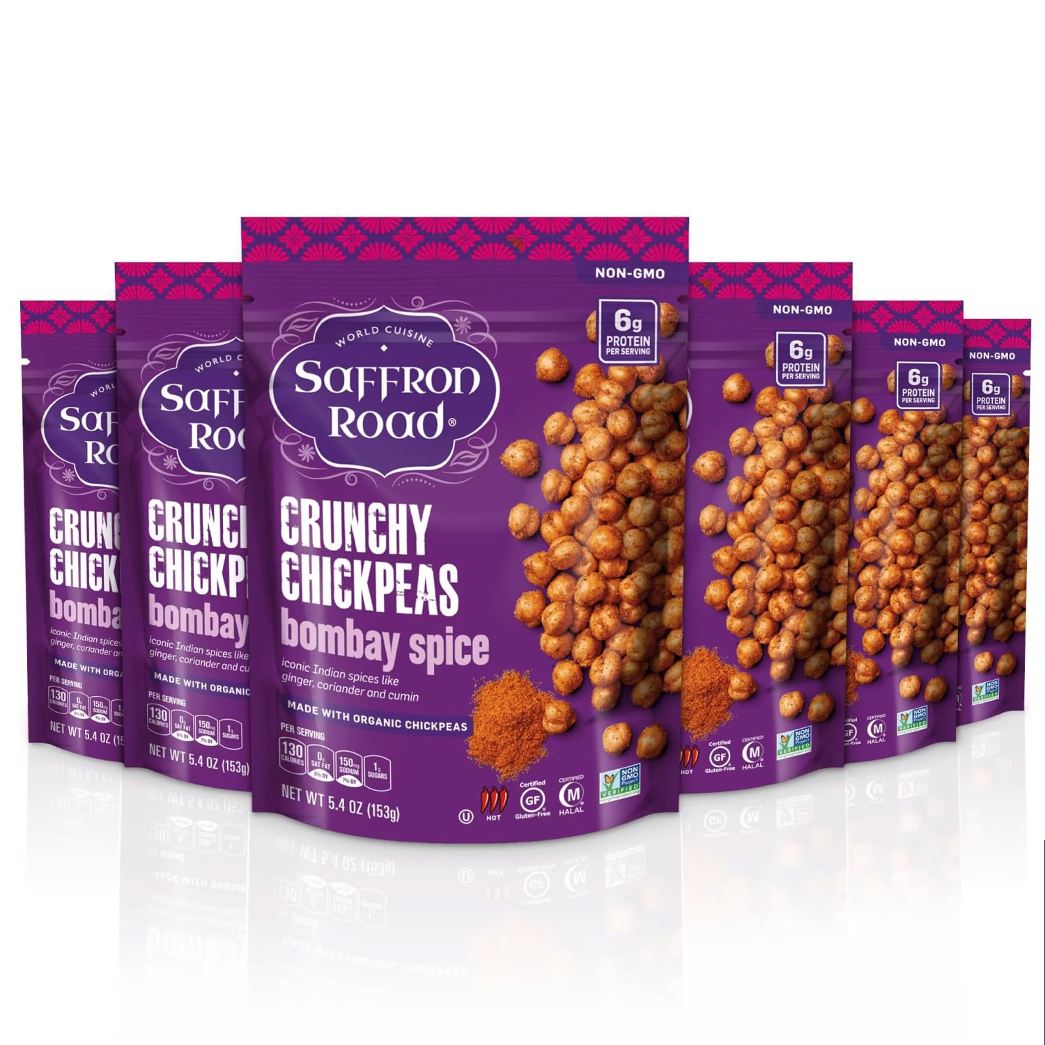 Saffron Road Crunchy Bombay Spice Chickpeas - High Protein Snack