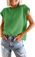 Saodimallsu Womens Cap Sleeve Summer Knit Top - Lightweight Pullover