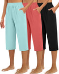 Women's Capri Sweatpants Cozy Wide Leg Cropped Capri with Pockets