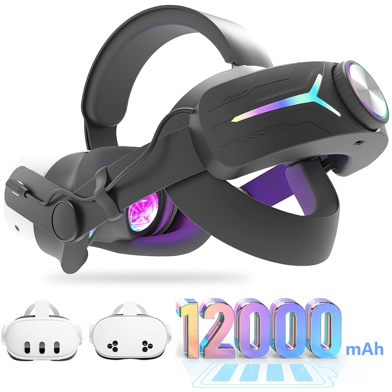 12000mAh Fast-Charging Battery Head Strap for Meta Quest 3/3S