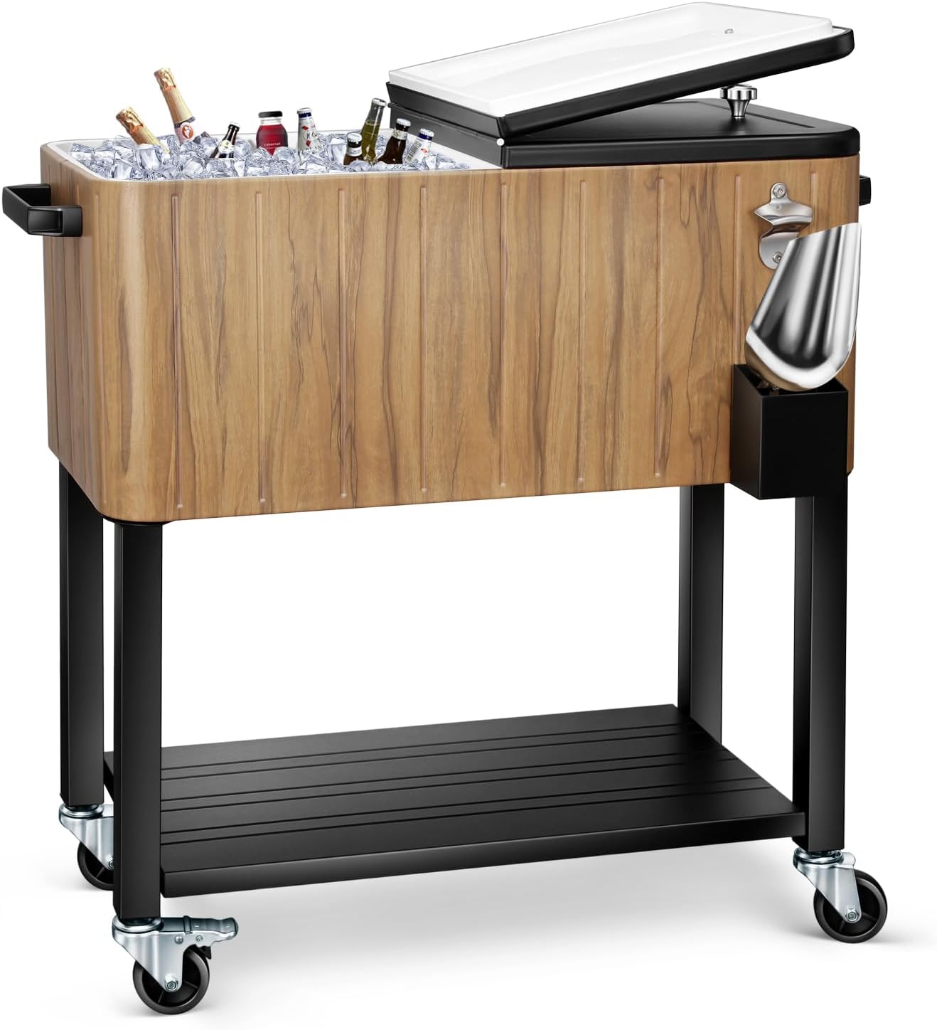 EDOSTORY 80 Quart Rolling Ice Chest Cooler Cart for Parties