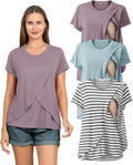 Women's 3 Pack Nursing Tops for Breastfeeding - Summer Short Sleeve