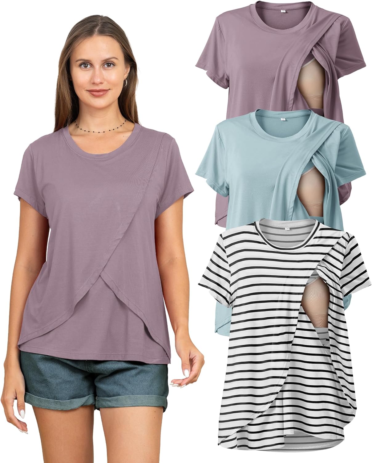 Rnxrbb Women's Nursing Tops for Breastfeeding Summer Comfort