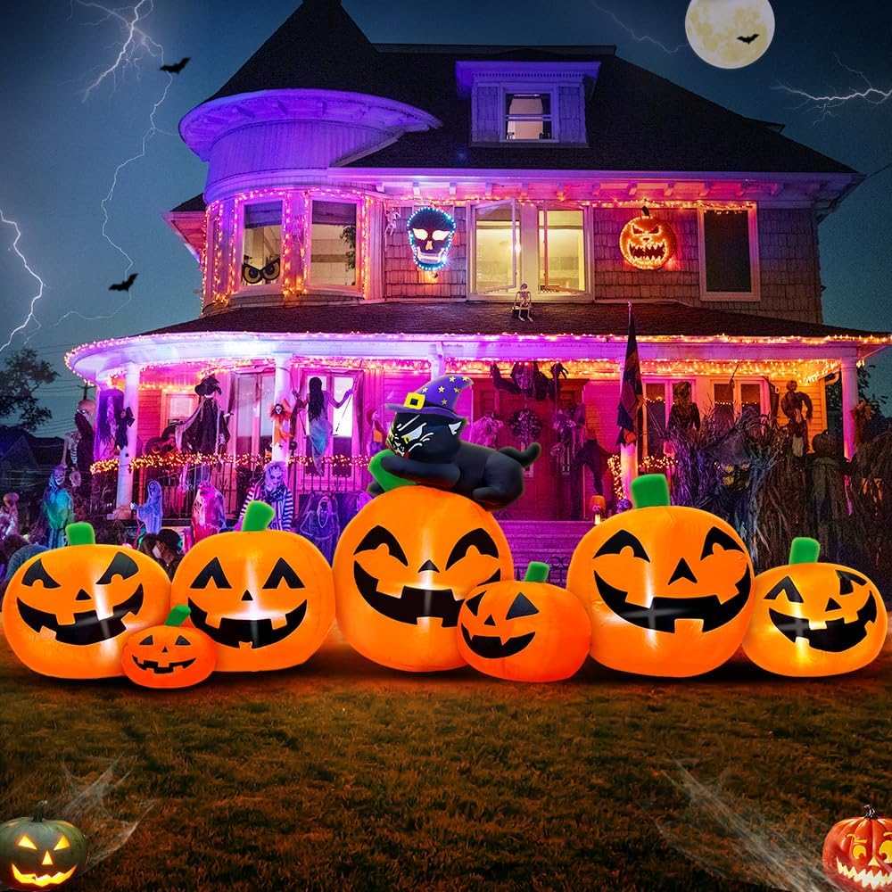 8FT Halloween Inflatables Pumpkin Decorations for Outdoor Fun