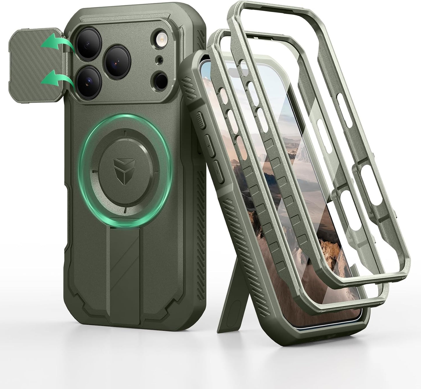 Dexnor iPhone 17 Pro Case with Kickstand and Camera Cover