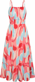 Womens 2025 Summer Floral Maxi Dress - Smocked Waist & Pockets