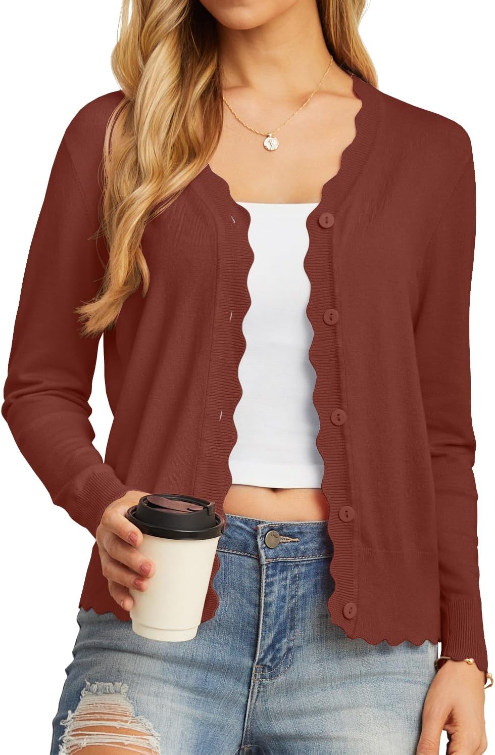 GRECERELLE Women's Long Sleeve V-Neck Cardigan for Style