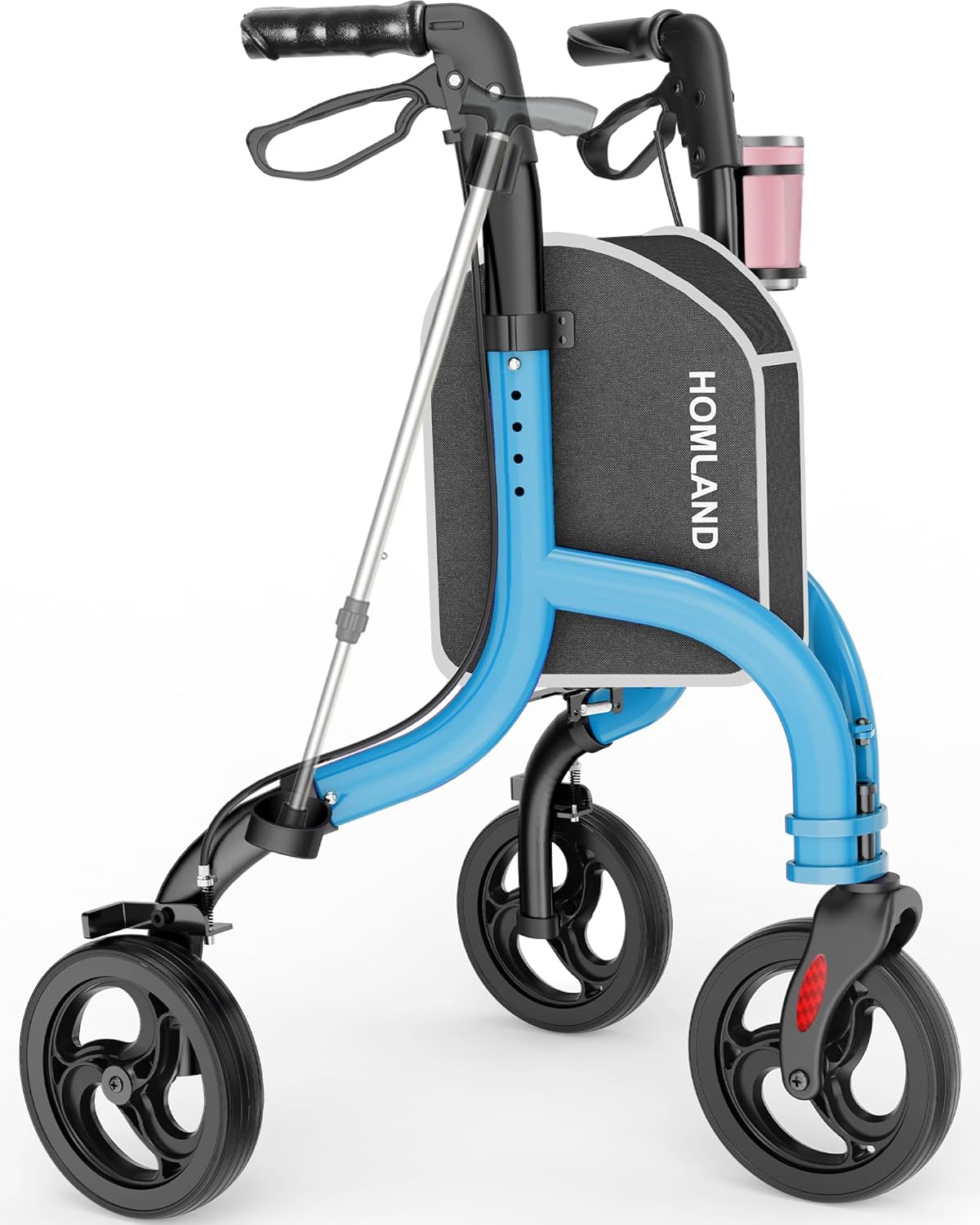 Versatile 3-Wheel Rollator for Seniors with Cane and Cup Hold