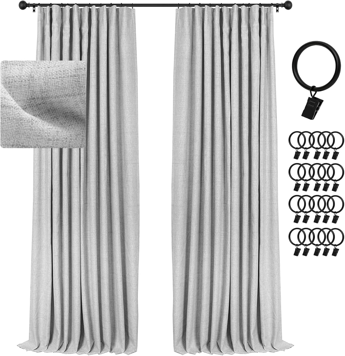 100% Blackout Curtains for Bedroom & Living Room - Grey 120 in