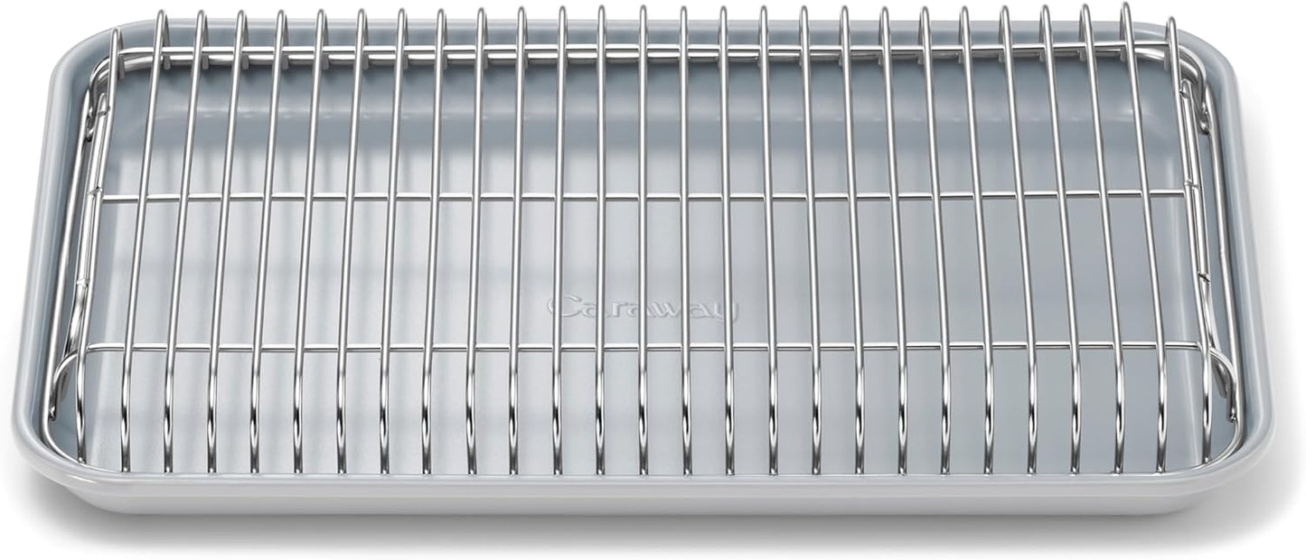 Caraway Non-Stick Ceramic Baking Sheet with Cooling Rack - Gray