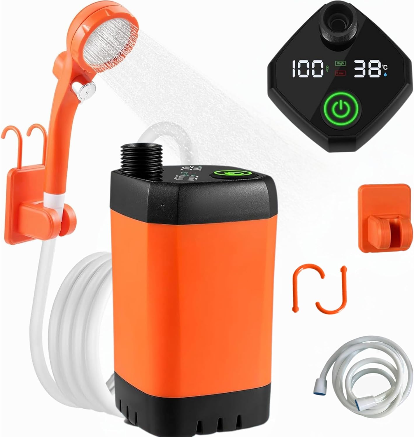 Ultimate Portable Camp Shower - Rechargeable, Smart Display, Filtered Head