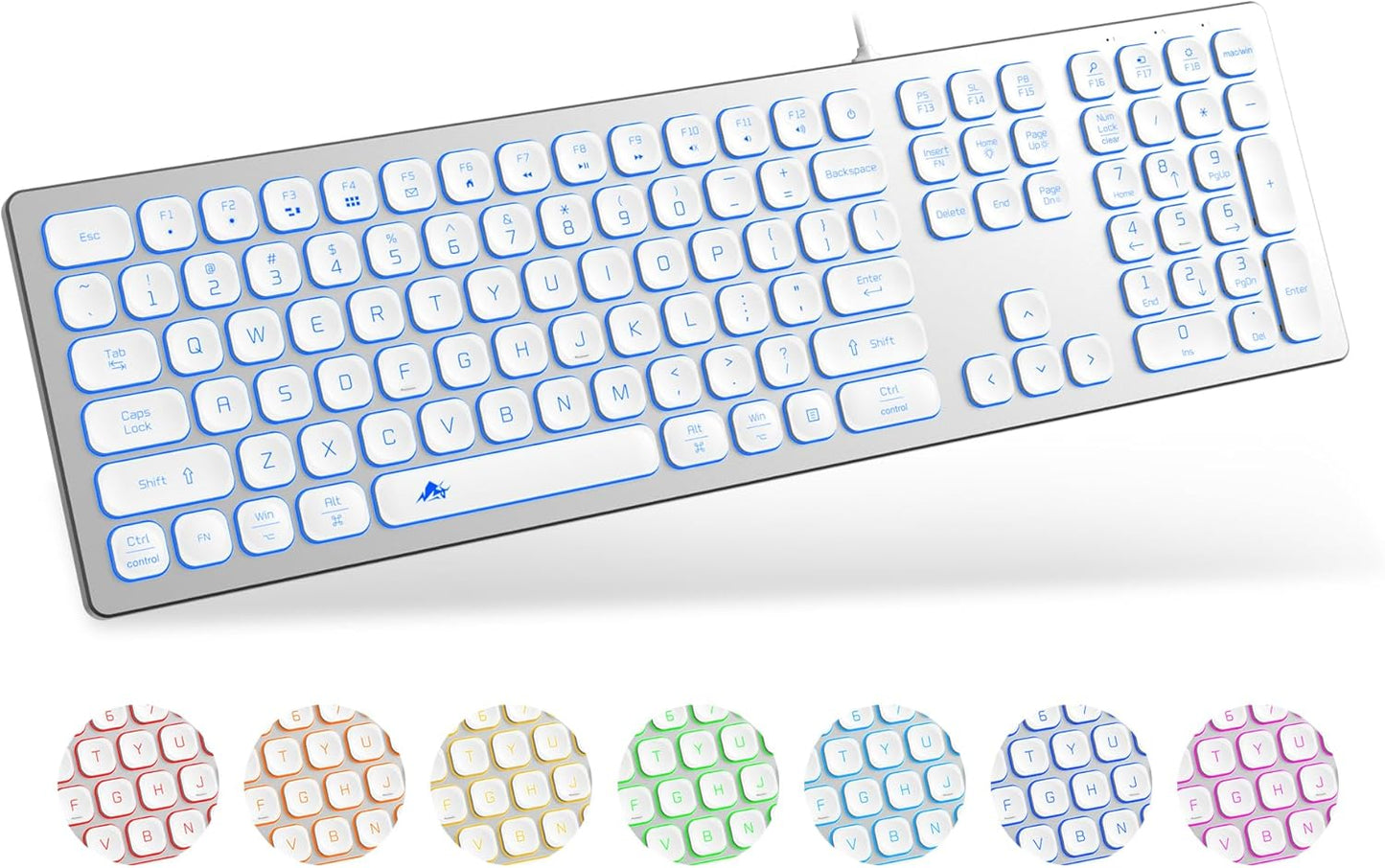 POWZAN Aluminum Backlit Keyboard - Quiet & Slim - RGB Lights