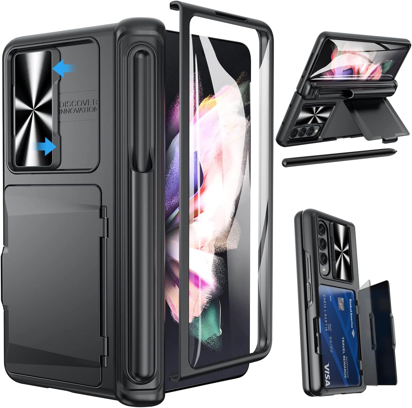 Samsung Galaxy Z Fold 3 Case with Pen Holder and Kickstand
