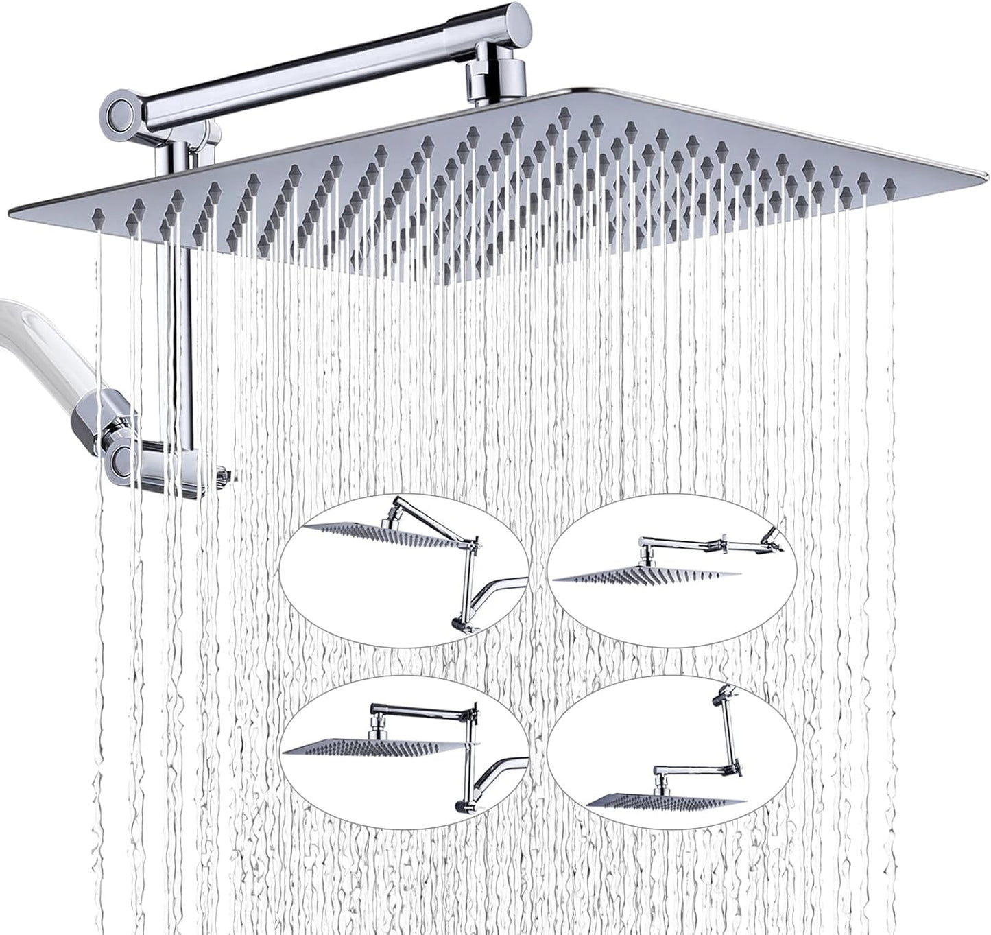 G-Promise All Metal 12 inch Rain Shower Head with Extension Arm