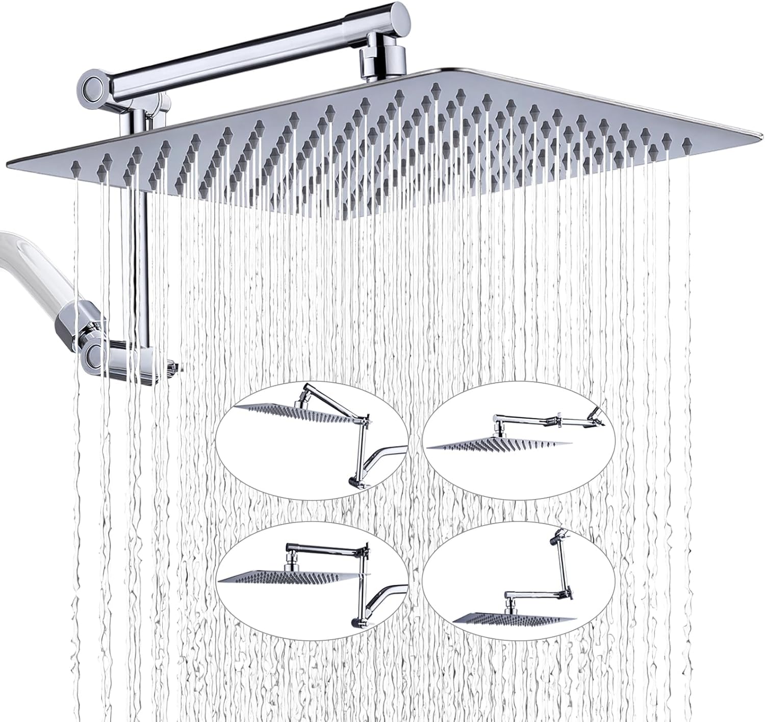 G-Promise All Metal 12 inch Rain Shower Head with Extension Arm