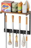 Broom Holder Wall Mount with Shelf - Space-Saving Cleaning Organizer