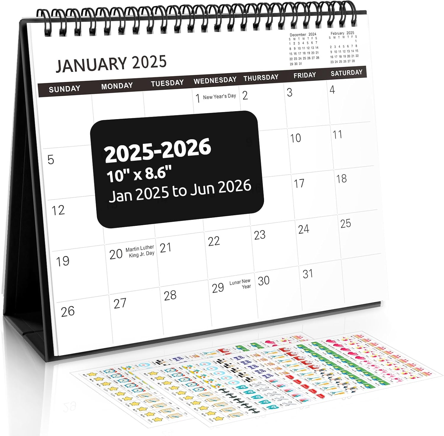 2025-2026 Small Desk Calendar with Stickers by SKYDUE
