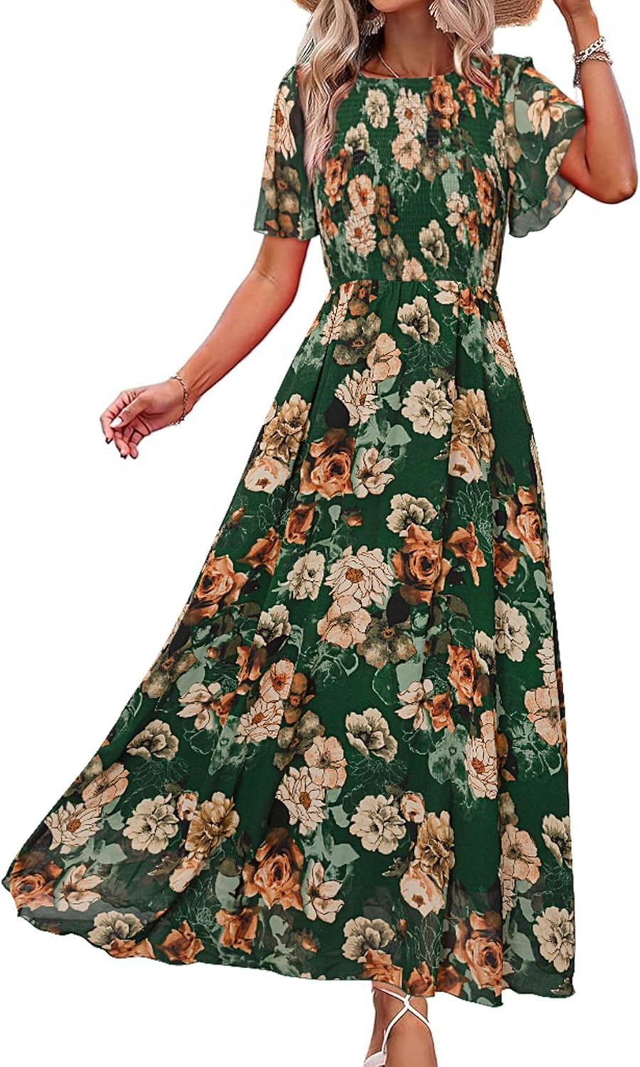 Simplee Womens Summer Floral Casual Maxi Dress for Elegance