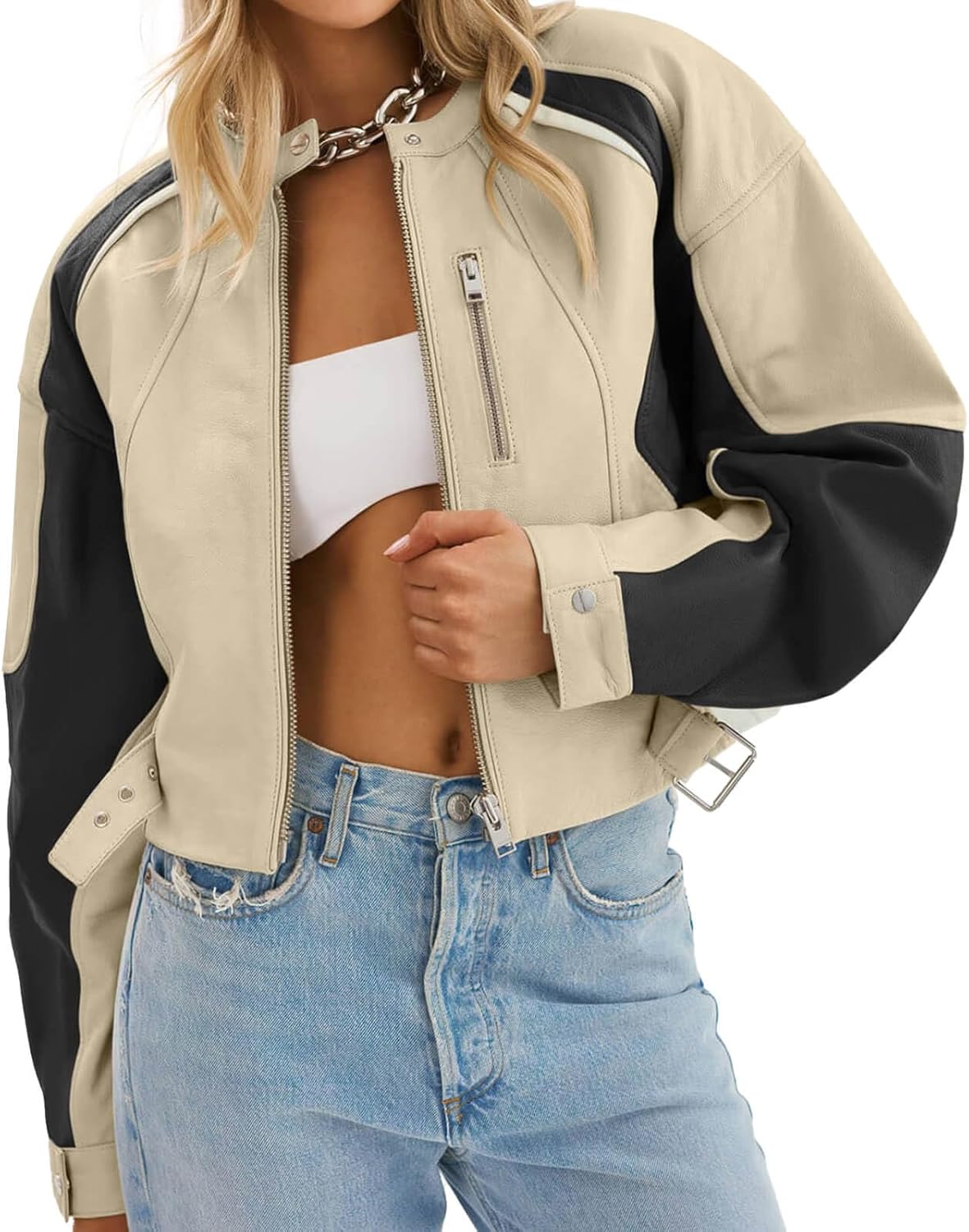 Stylish Womens Faux Leather Bomber Jackets for Fall Fashion