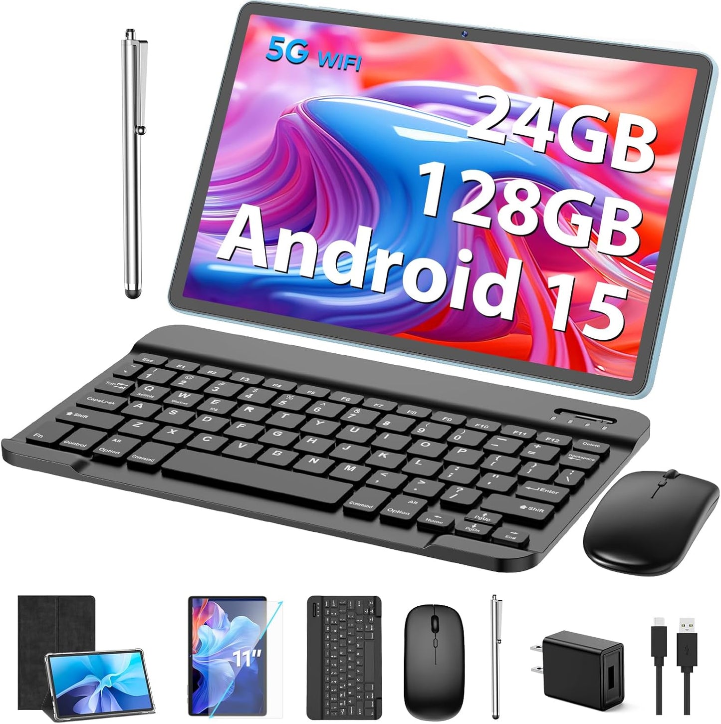 11 inch Android 15 Tablet with Keyboard and Accessories