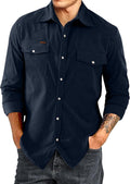 JMIERR Men's Corduroy Shacket - Casual Western Long Sleeve Button Down