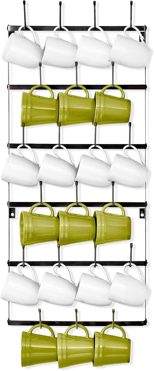 Sorbus Wall Mounted Mug Rack - Rustic 6-Tier Organizer for Mugs