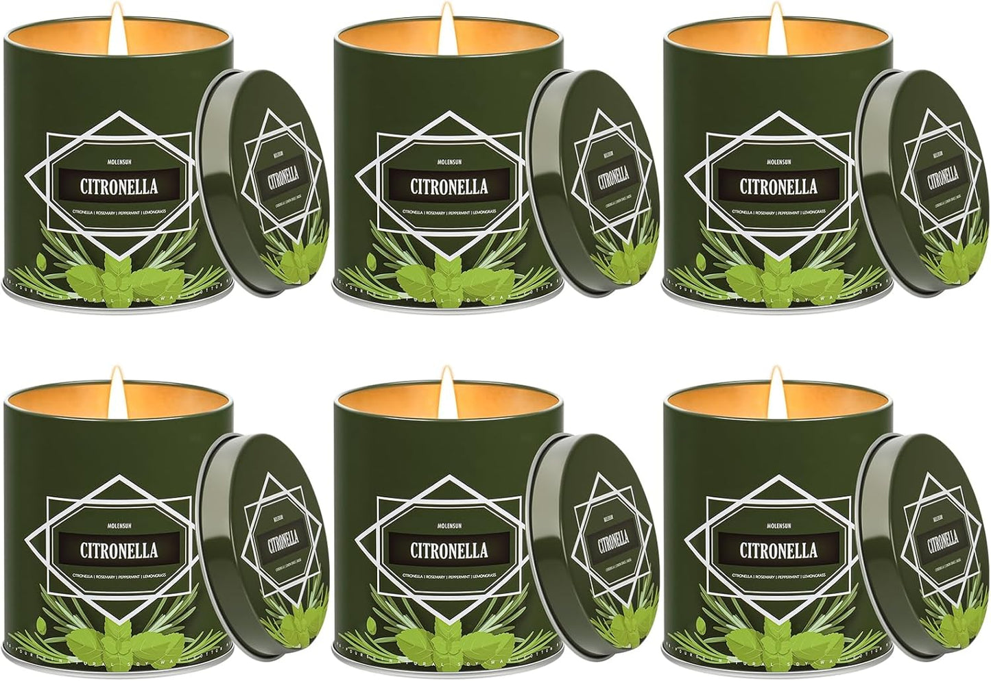 Citronella Candles Outdoor 6-Pack for Patio and Camping Use