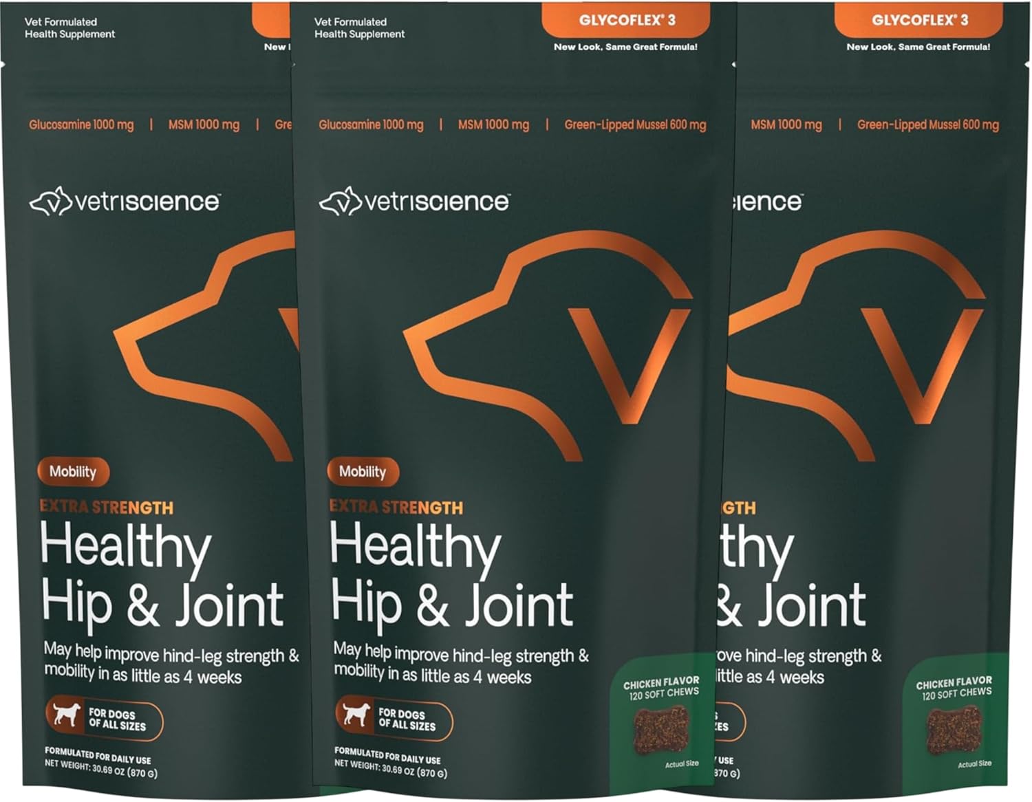VetriScience Extra Strength Healthy Hip & Joint Chews for Dogs