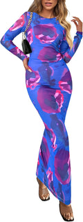 Women's Bodycon Maxi Dress Floral Print - Figure-Flattering Fit Night