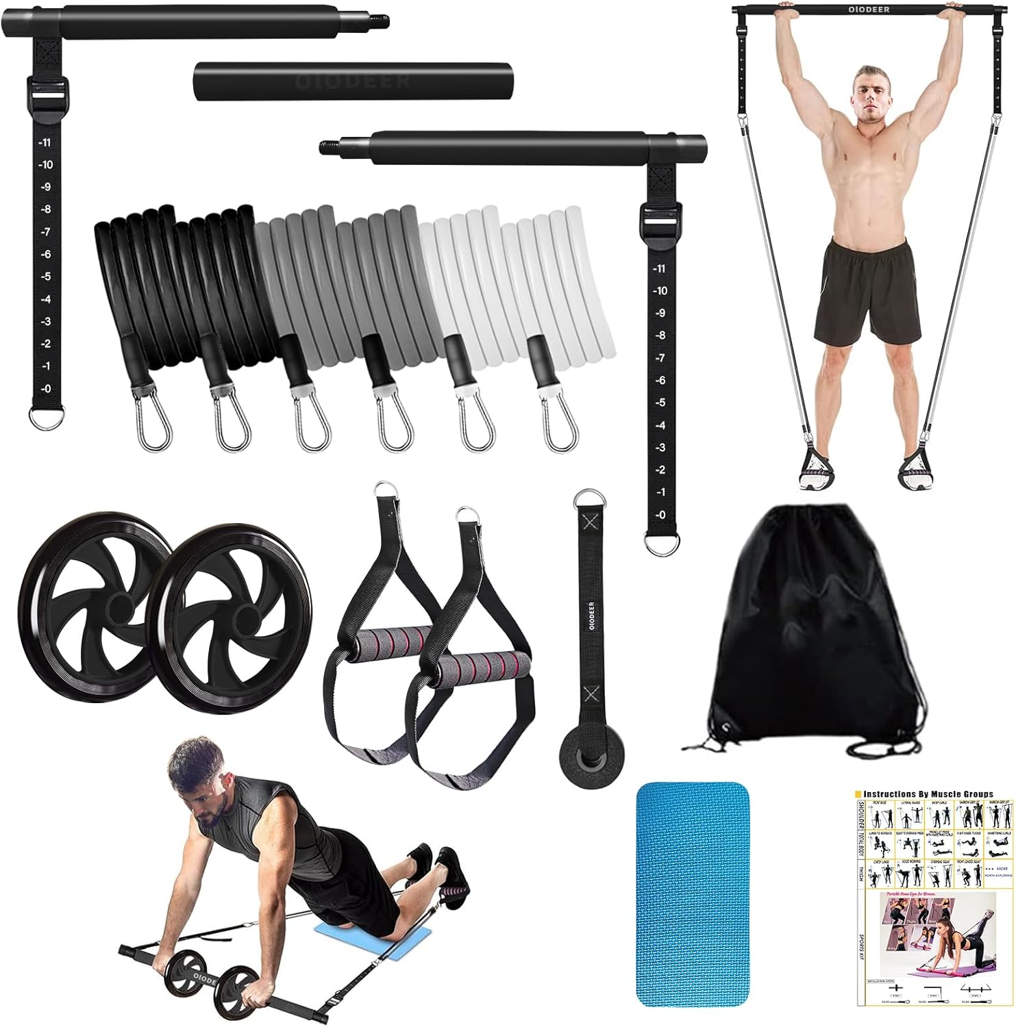 Pilates Bar Kit with Resistance Bands for Full Body Workouts