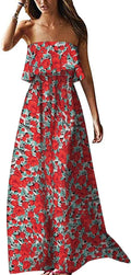 Women's Off The Shoulder Maxi Dress - Blue White Porcelain Boho