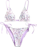 Women's Triangle Floral String Bikini Set - Removable Padding Fit