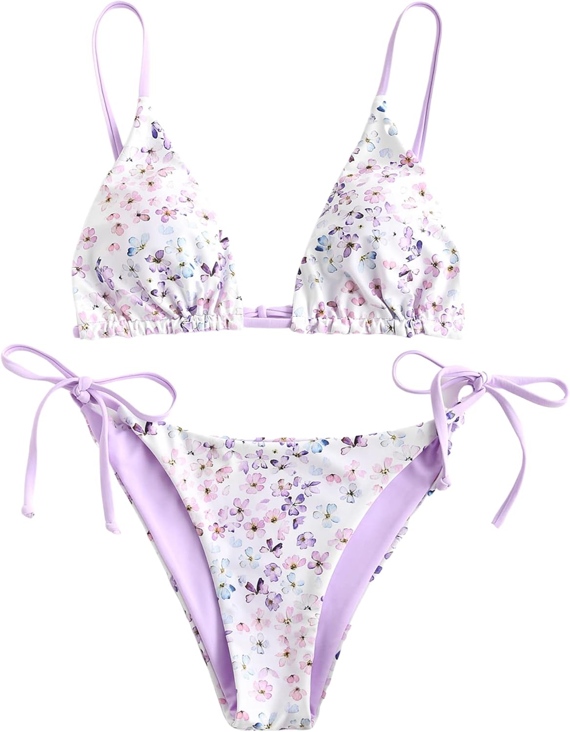 ZAFUL Women's Triangle Bikini Floral String Set for Summer Fun