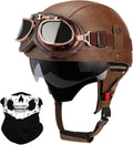 German Style Leather Motorcycle Half Helmet for Adults (Style C5PY)