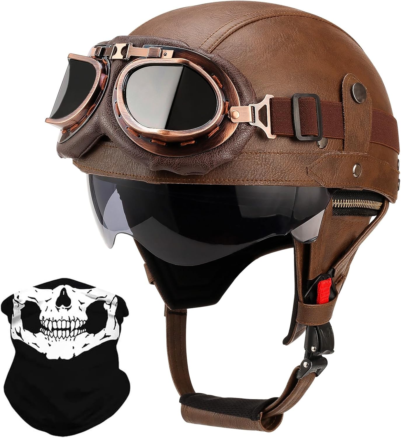 German Style Leather Motorcycle Half Helmet for Safe Riding