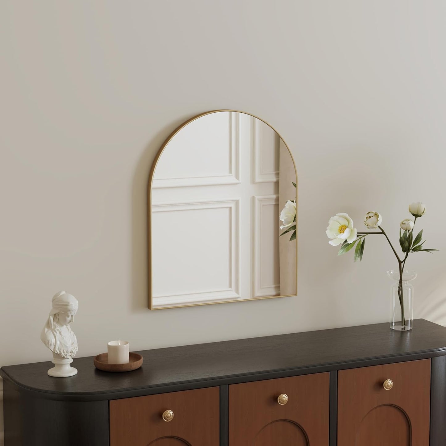 Compact 15x23 Inch Arched Mirror for Small Bathroom Vanity