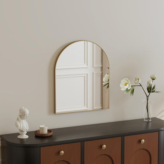 Compact 15x23 Inch Arched Mirror for Small Bathroom Vanity