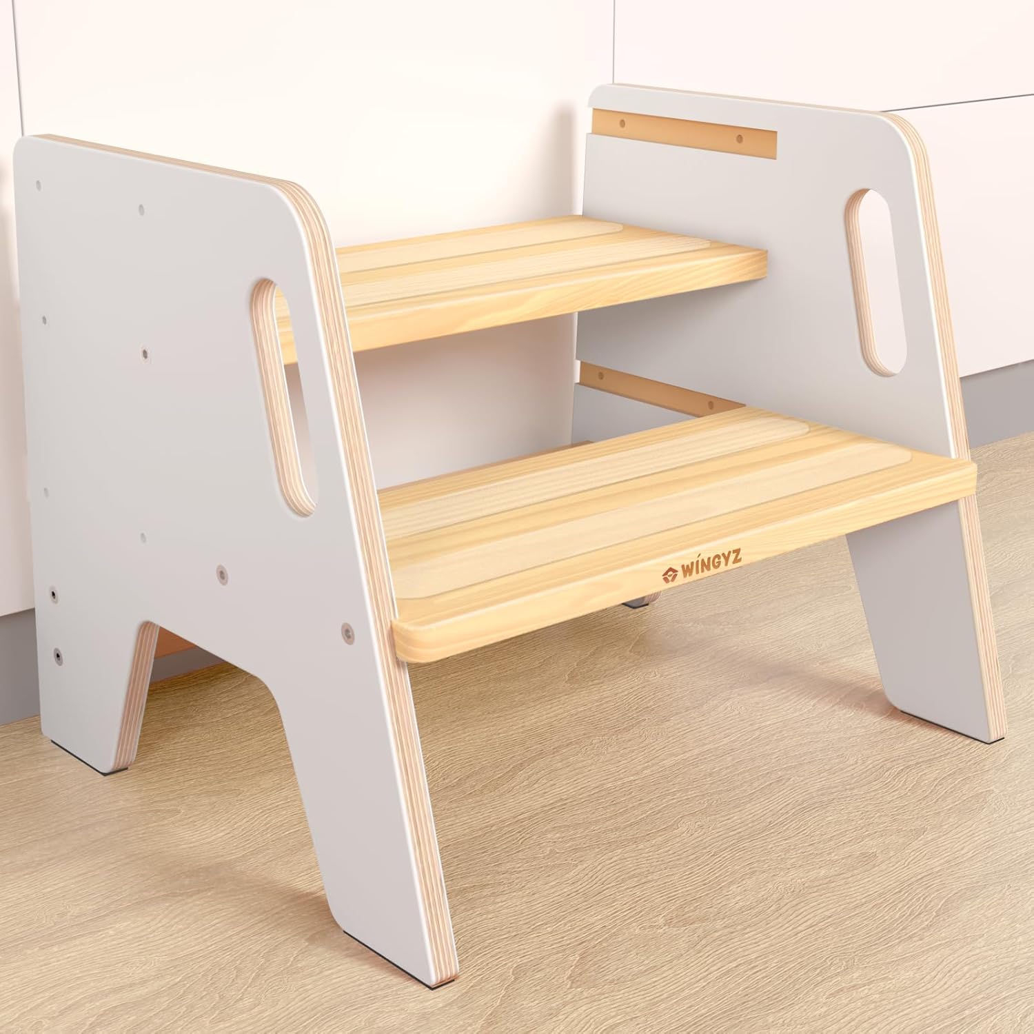 Wingyz Toddler Step Stool with Handles for Kids' Independence