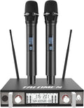 Wireless Microphone System Dual UHF Handheld Mics - Stable 393ft Range