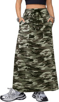 SOFIA'S CHOICE Women's Drawstring Maxi Skirt with Pockets - Casual