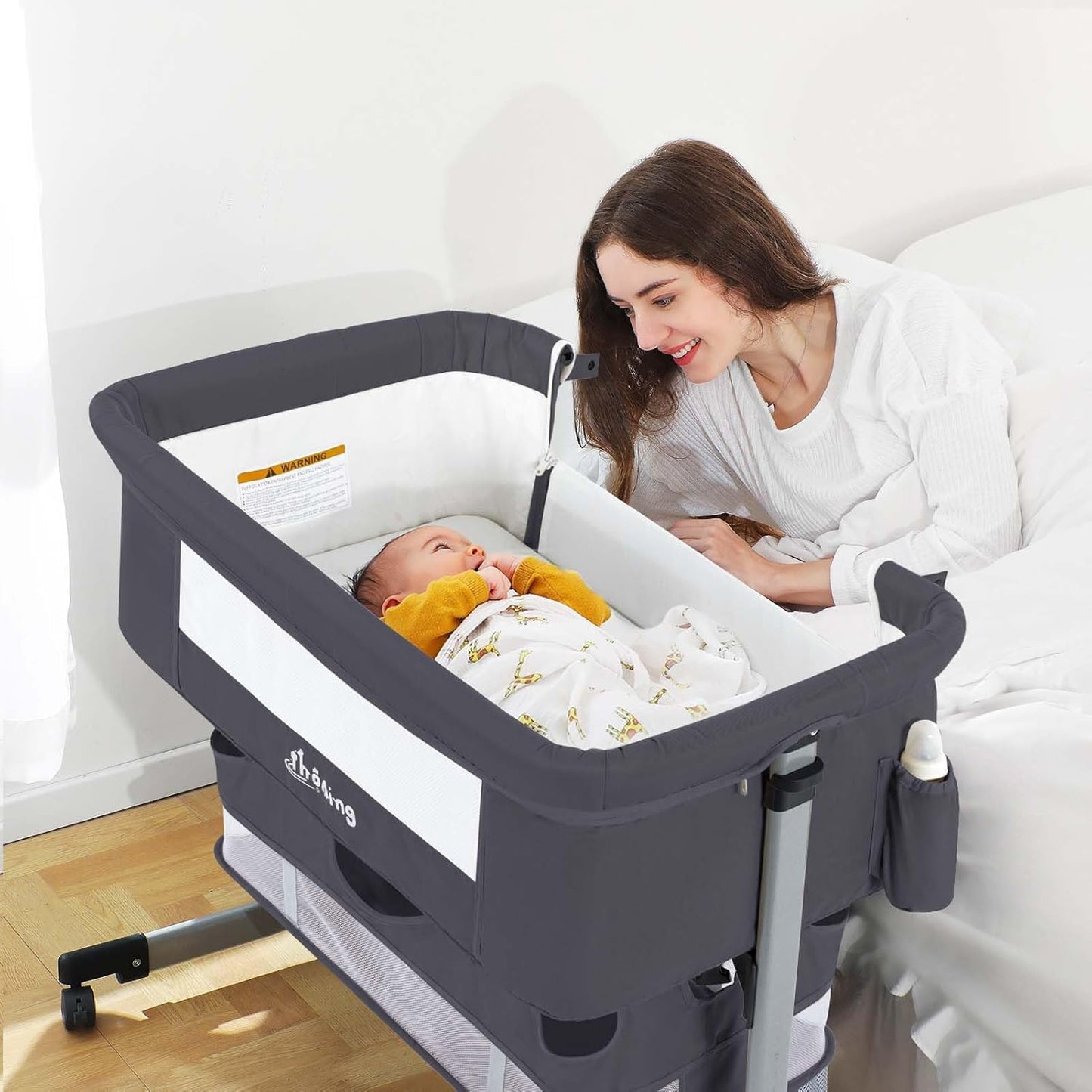 Ihoming Baby Bassinet Bedside Sleeper with Adjustable Heights