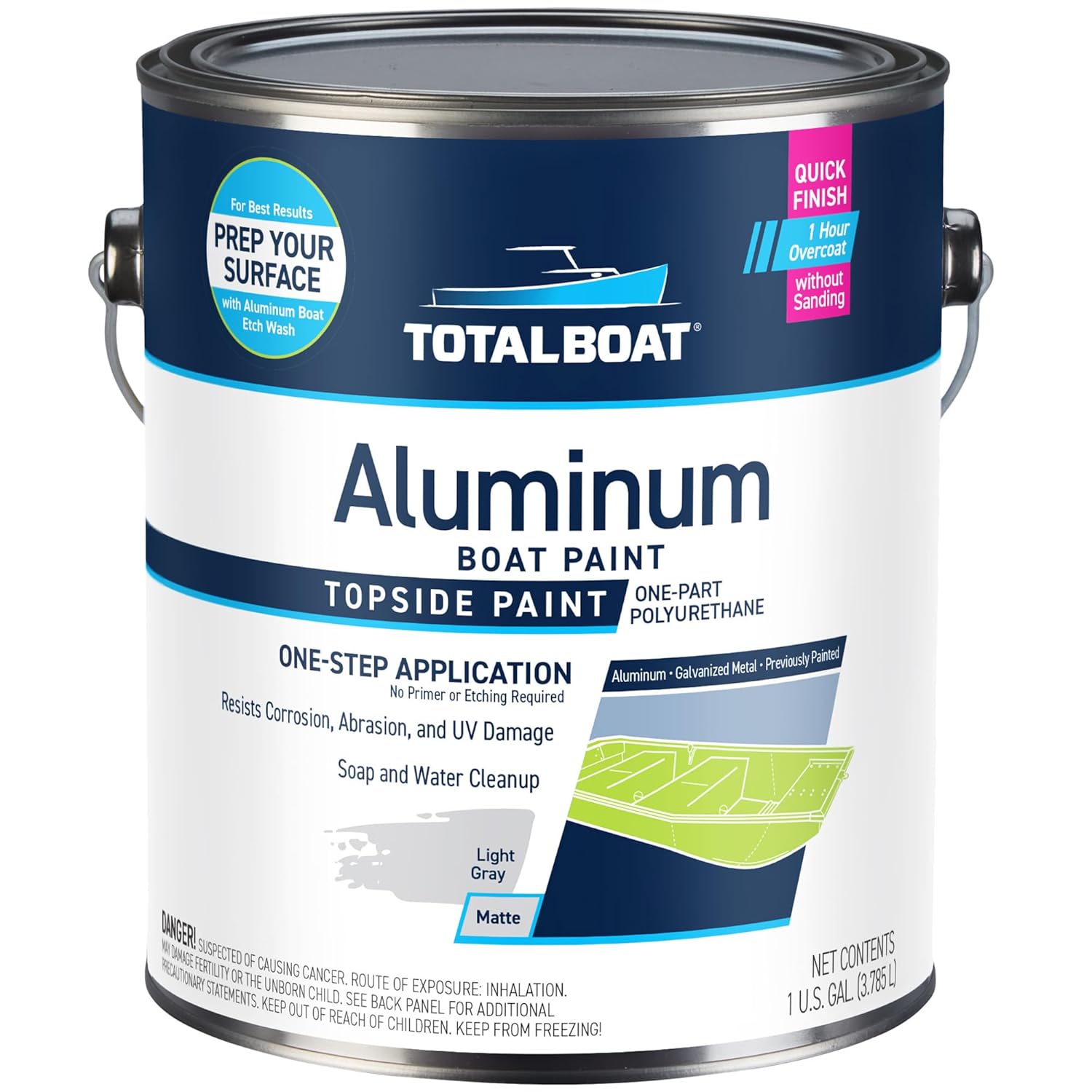 TotalBoat Aluminum Boat Paint for Canoes and Pontoons - Light Gray